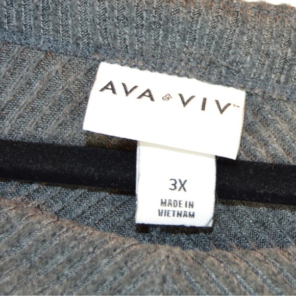 Ava & Viv Fine Ribbed Knit Stretchy Pullover Top, Grey - Size 3X - Picture 3 of 9